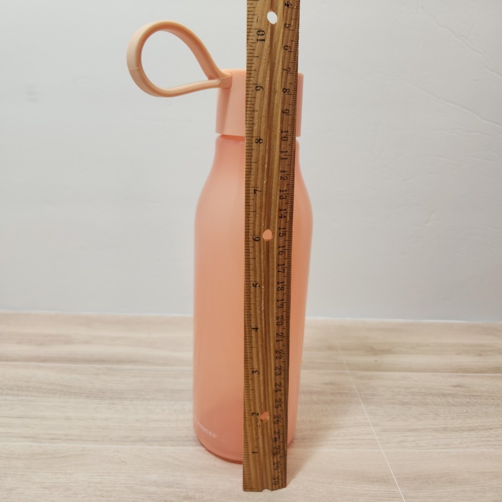 Starbucks Water Bottle Summer Peach Solid Bottle Rubber Loop 24oz Tea Ice Coffee - Picture 2 of 9